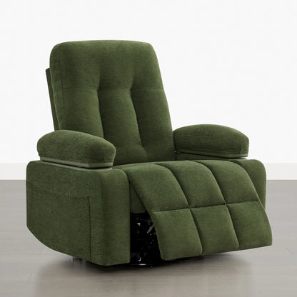 Alison Chenille Swivel Glider Nursery Recliner with Adjustable Armrests