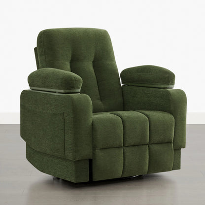 Alison Chenille Swivel Glider Nursery Recliner with Adjustable Armrests