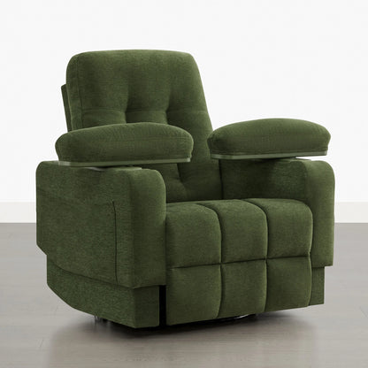 Alison Chenille Swivel Glider Nursery Recliner with Adjustable Armrests