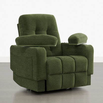 Alison Chenille Swivel Glider Nursery Recliner with Adjustable Armrests