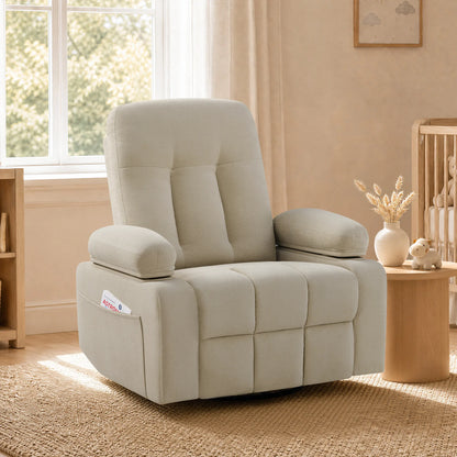 Alison Chenille Swivel Glider Nursery Recliner with Adjustable Armrests