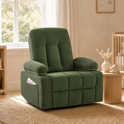 Alison Chenille Swivel Glider Nursery Recliner with Adjustable Armrests