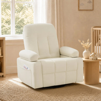 Alison Chenille Swivel Glider Nursery Recliner with Adjustable Armrests
