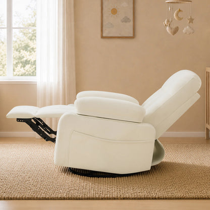 Alison Chenille Swivel Glider Nursery Recliner with Adjustable Armrests