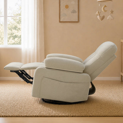 Alison Chenille Swivel Glider Nursery Recliner with Adjustable Armrests