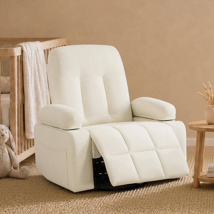 Alison Chenille Swivel Glider Nursery Recliner with Adjustable Armrests