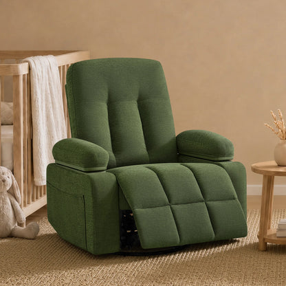 Alison Chenille Swivel Glider Nursery Recliner with Adjustable Armrests