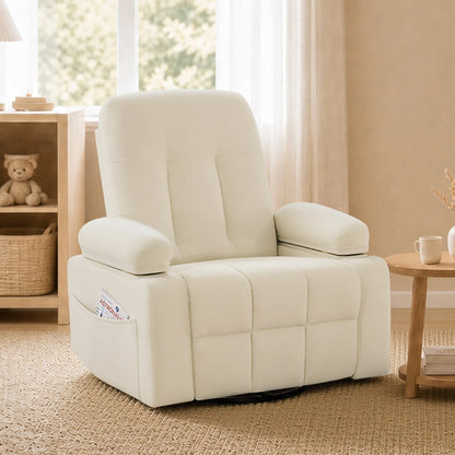 Alison Chenille Swivel Glider Nursery Recliner with Adjustable Armrests