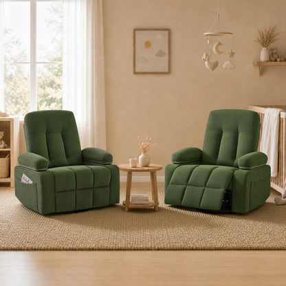 Alison Chenille Swivel Glider Nursery Recliner with Adjustable Armrests