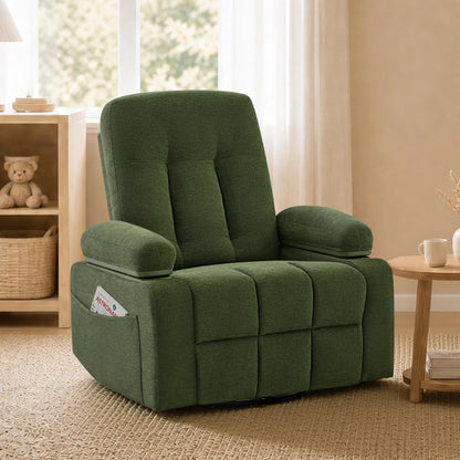 Alison Chenille Swivel Glider Nursery Recliner with Adjustable Armrests