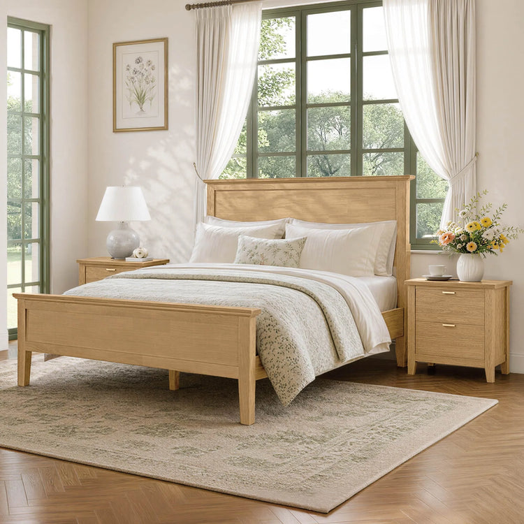 Alyce Modern Farmhouse Solid Wood Queen Platform Bed