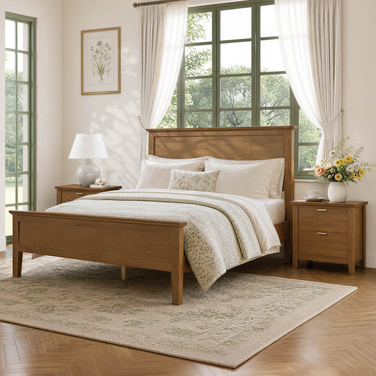 Alyce Modern Farmhouse Solid Wood Queen Platform Bed