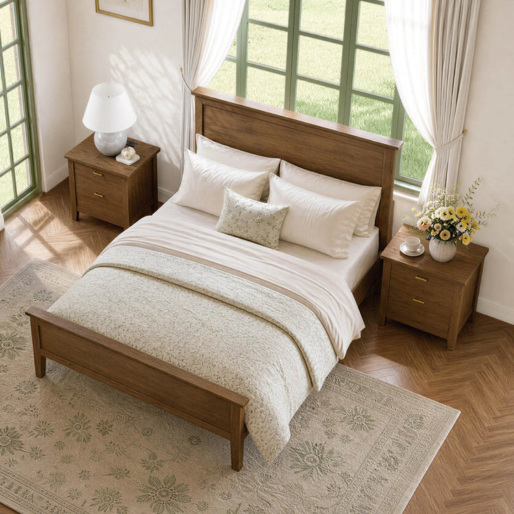 Alyce Modern Farmhouse Solid Wood Queen Platform Bed