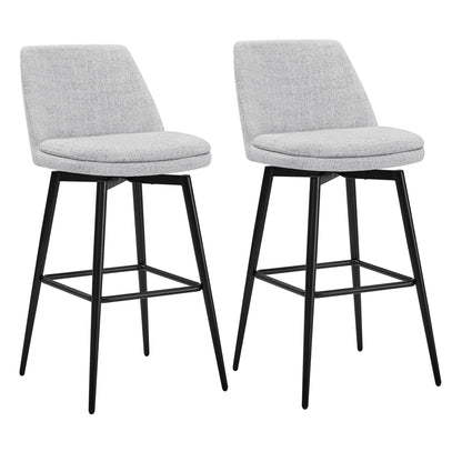 Light gray Eli swivel bar stools with black metal legs in a contemporary kitchen setting - CHITA Living