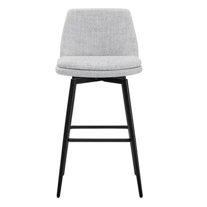 Light gray Eli swivel bar stool with black metal frame, modern design - CHITA Living