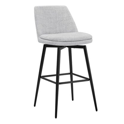 Light gray Eli swivel bar stool with modern black metal frame - CHITA Living