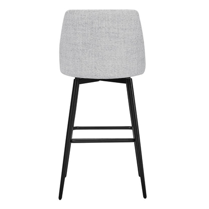 Light gray Eli swivel bar stool with modern black metal frame, back view - CHITA Living