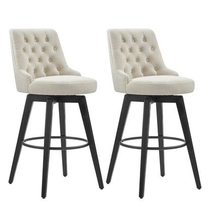 Beige tufted swivel bar stools with black legs for contemporary kitchen decor - CHITA Living