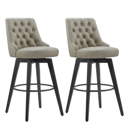 Gray tufted swivel bar stools with black legs, ideal for modern dining spaces - CHITA Living