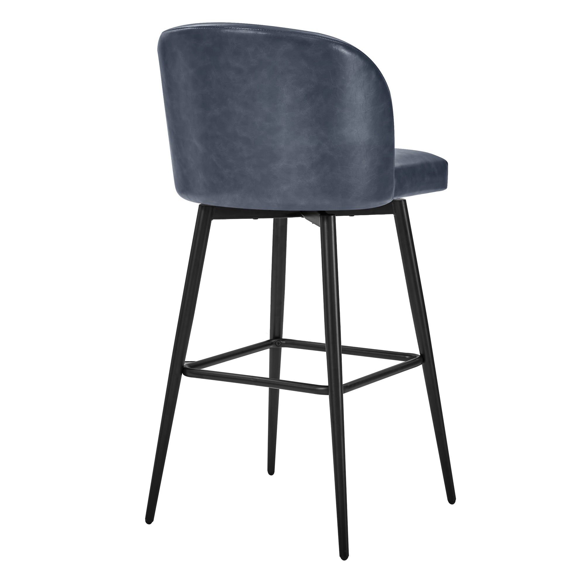 Dark gray Nova Swivel Bar Stool with rounded back and black metal legs - CHITA Living