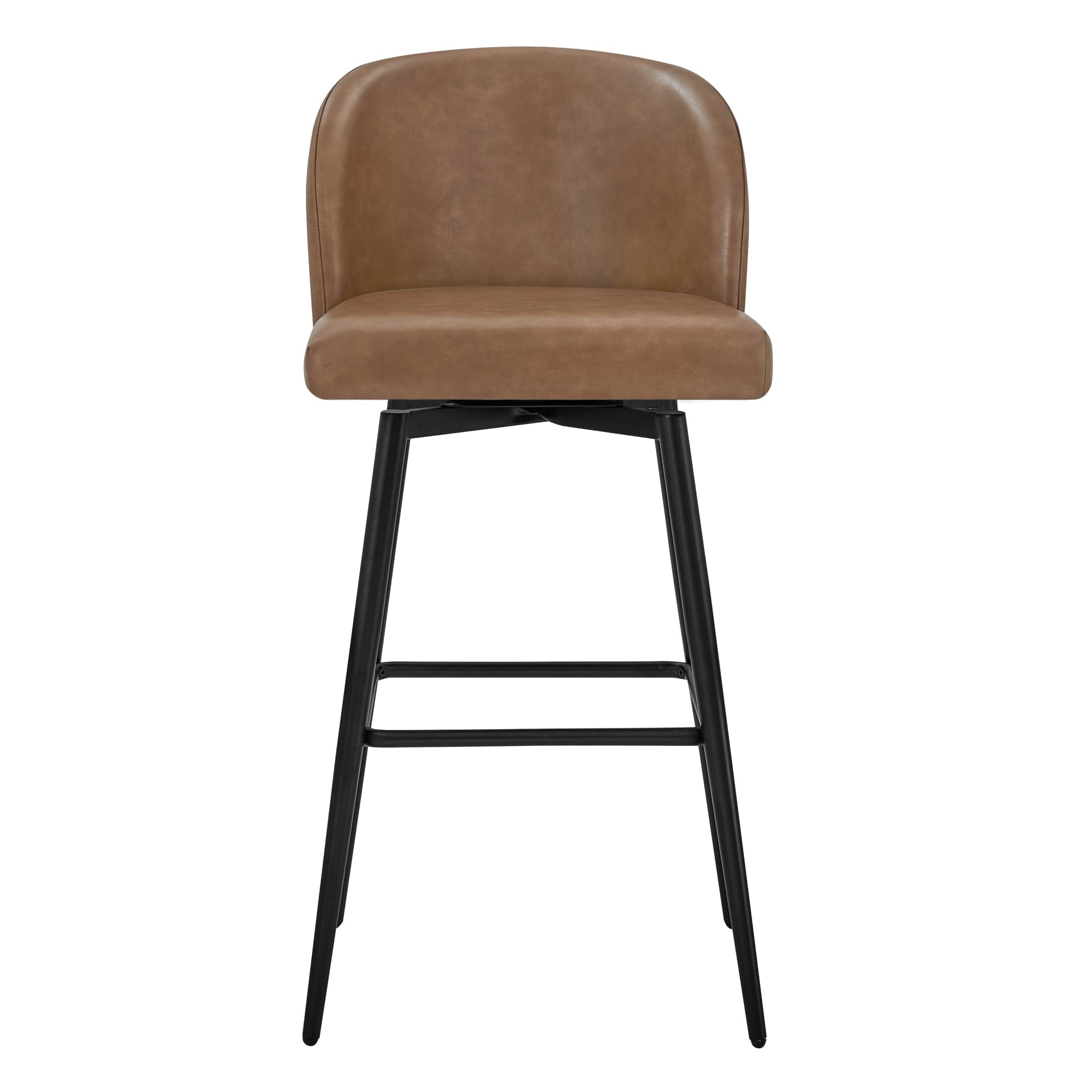 Light brown Nova Swivel Bar Stool with rounded back and black metal legs - CHITA Living