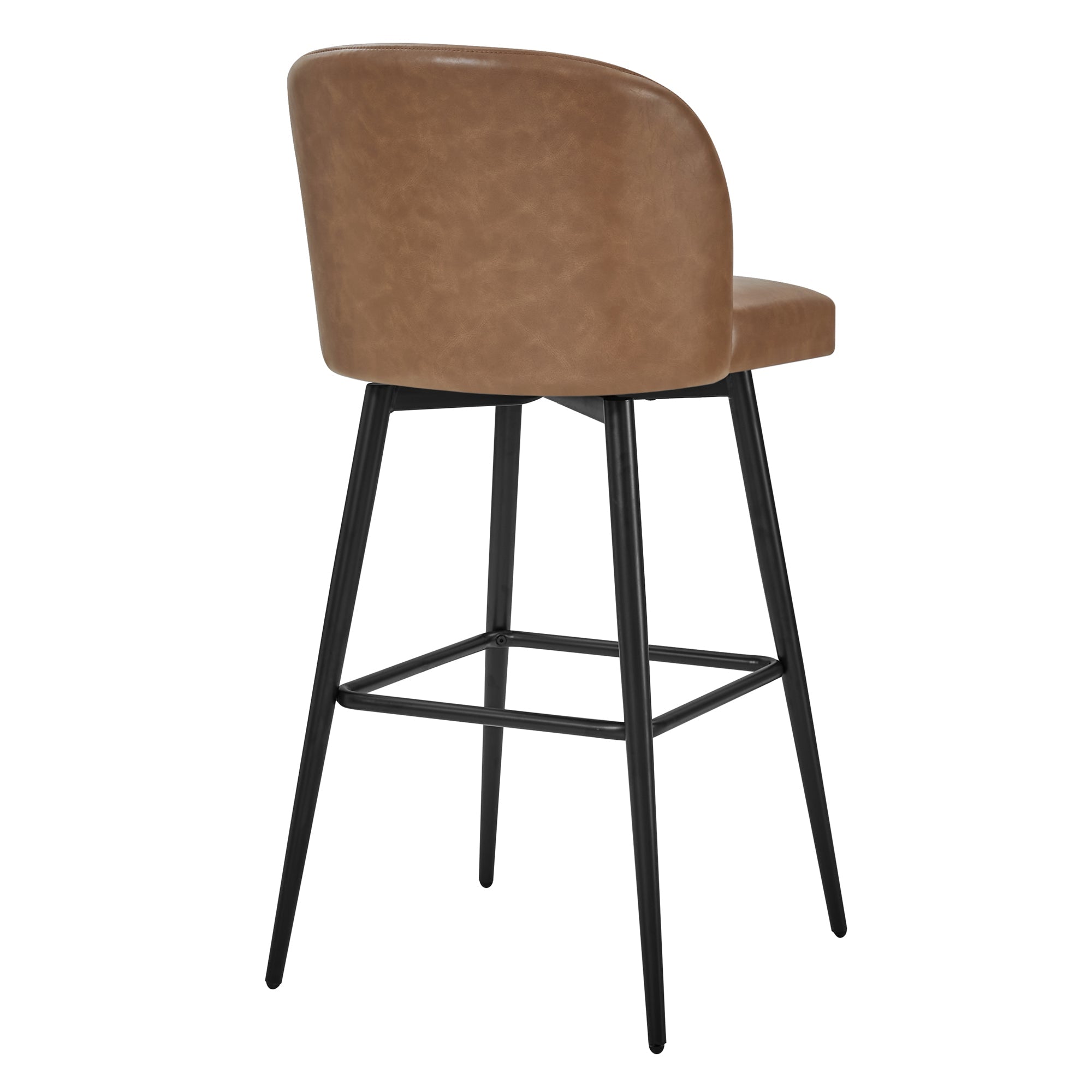 Light brown Nova Swivel Bar Stool with black metal legs and rounded back - CHITA Living