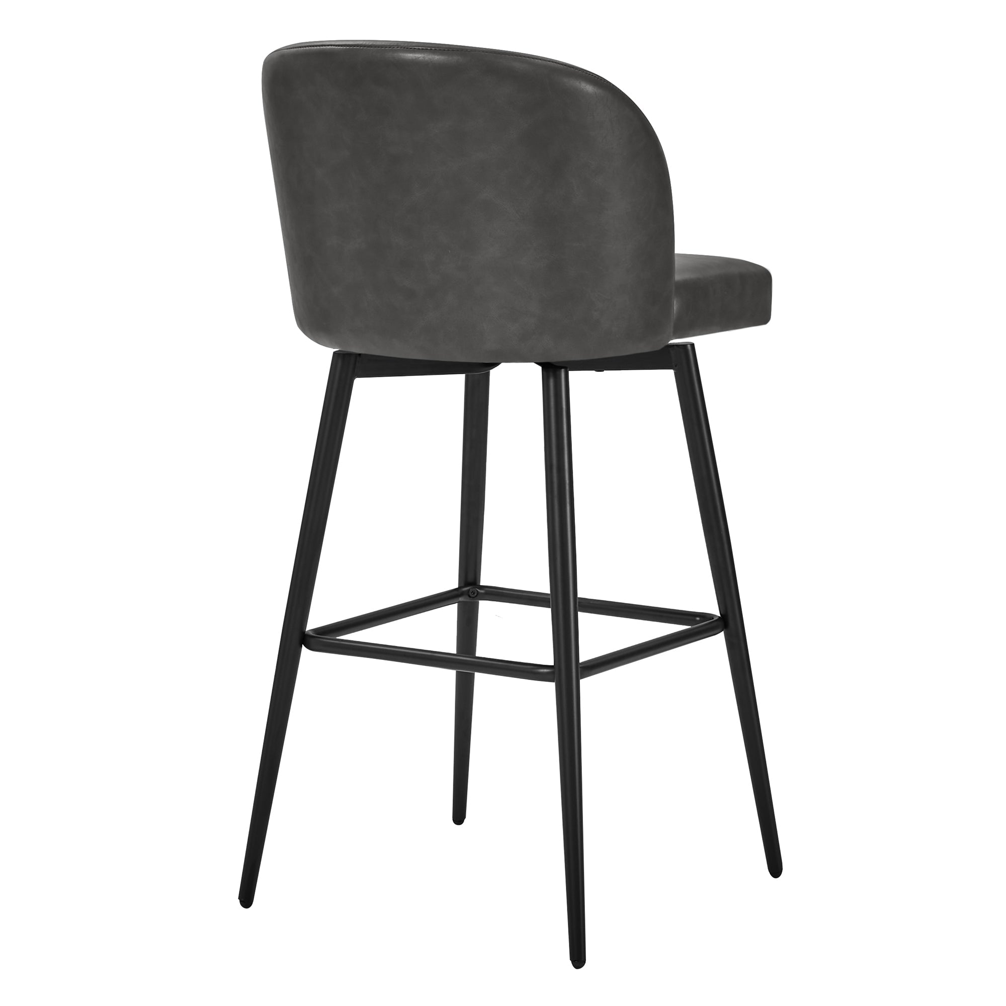 Dark gray Nova Swivel Bar Stool with rounded back and black metal legs - CHITA Living