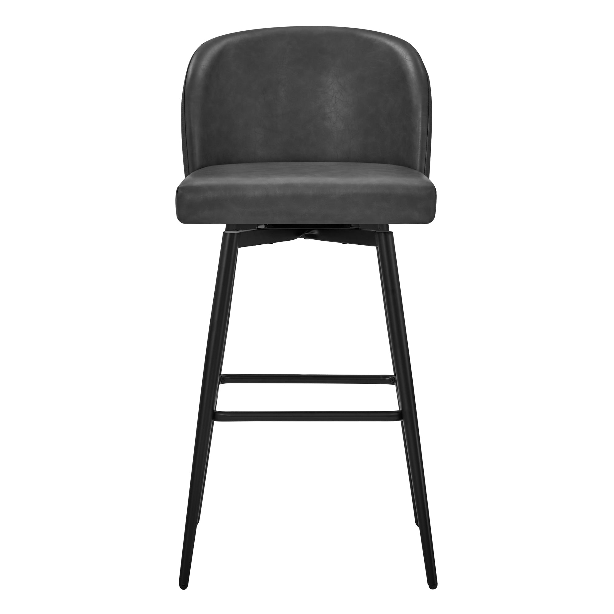 Dark gray Nova Swivel Bar Stool with rounded back and matte black legs - CHITA Living