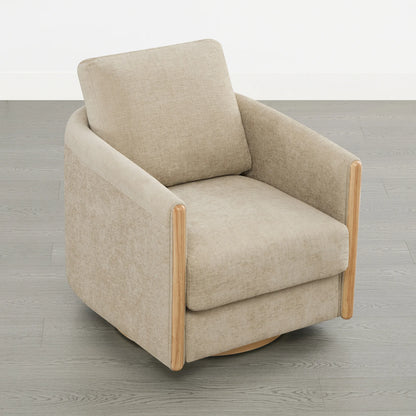 Callan Barrel-Back Chenille Swivel Accent Chair