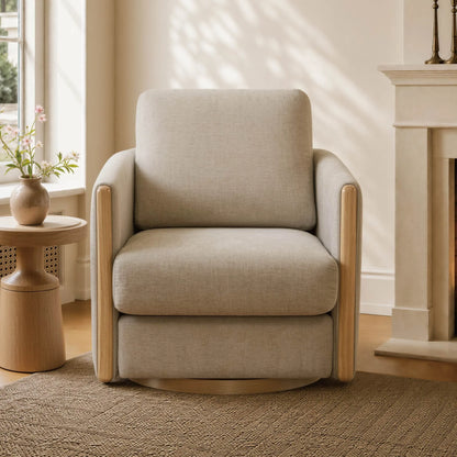 Callan Barrel-Back Chenille Swivel Accent Chair