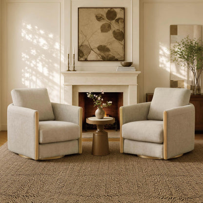 Callan Barrel-Back Chenille Swivel Accent Chair