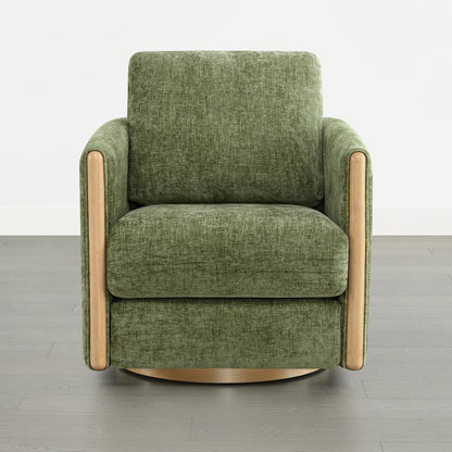 Callan Barrel-Back Chenille Swivel Accent Chair