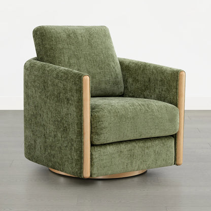 Callan Barrel-Back Chenille Swivel Accent Chair