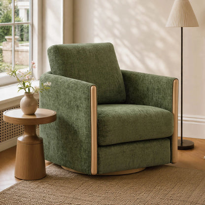 Callan Barrel-Back Chenille Swivel Accent Chair