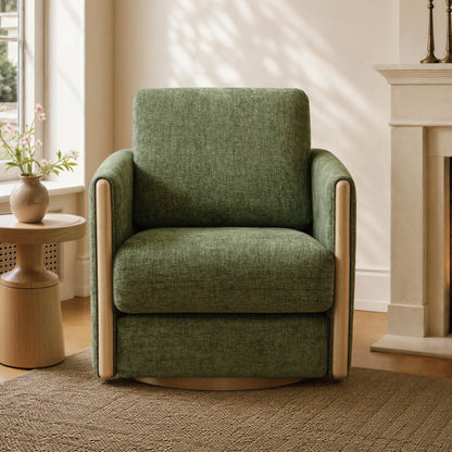 Callan Barrel-Back Chenille Swivel Accent Chair