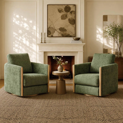Callan Barrel-Back Chenille Swivel Accent Chair