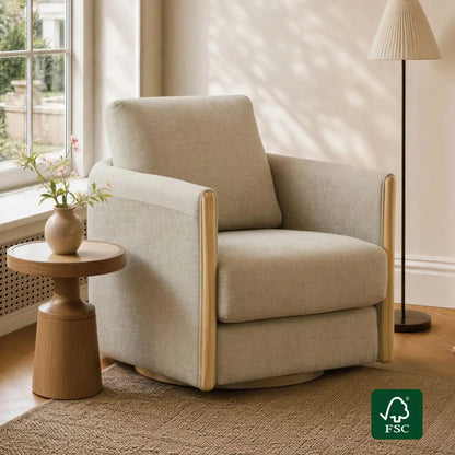 Callan Barrel-Back Chenille Swivel Accent Chair
