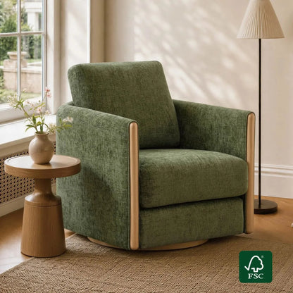 Callan Barrel-Back Chenille Swivel Accent Chair