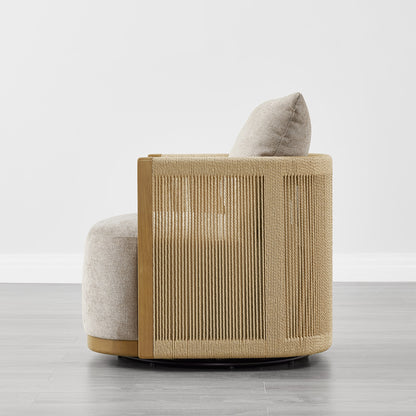 Carl Modern Swivel Rope Accent Chair