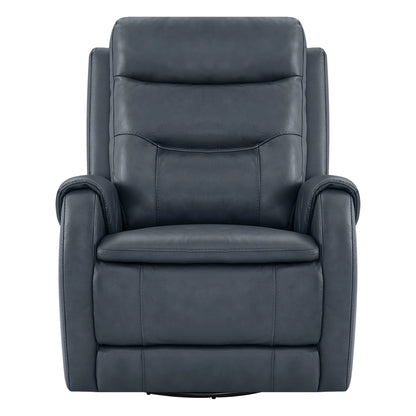 Carrie Swivel Genuine Leather Power Recliner with Power Headrest