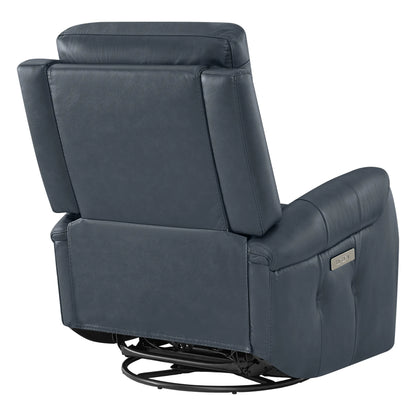 Carrie Swivel Genuine Leather Power Recliner with Power Headrest