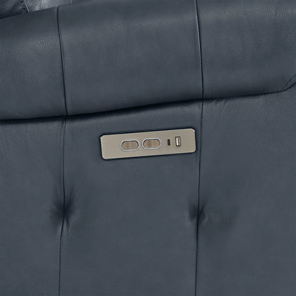 Carrie Swivel Genuine Leather Power Recliner with Power Headrest