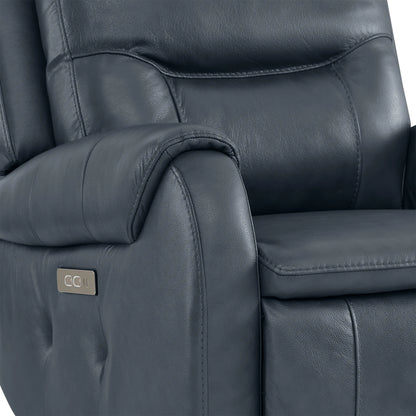Carrie Swivel Genuine Leather Power Recliner with Power Headrest