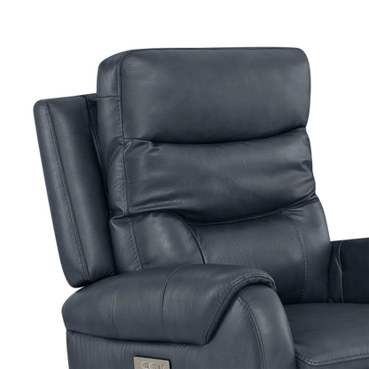 Carrie Swivel Genuine Leather Power Recliner with Power Headrest