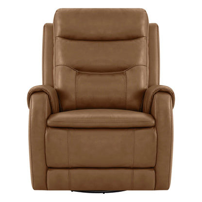 Carrie Swivel Genuine Leather Power Recliner with Power Headrest