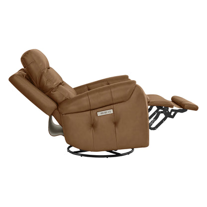 Carrie Swivel Genuine Leather Power Recliner with Power Headrest