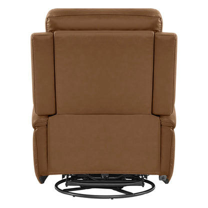Carrie Swivel Genuine Leather Power Recliner with Power Headrest