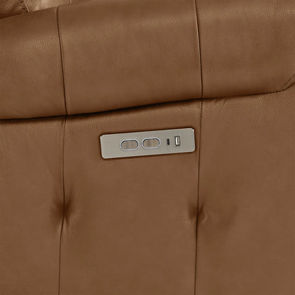 Carrie Swivel Genuine Leather Power Recliner with Power Headrest