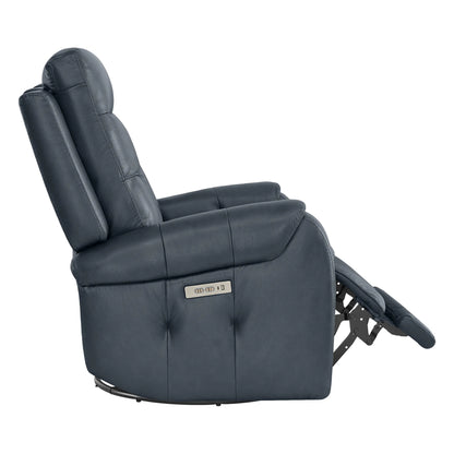 Carrie Swivel Genuine Leather Power Recliner with Power Headrest
