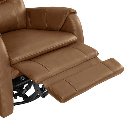 Carrie Swivel Genuine Leather Power Recliner with Power Headrest